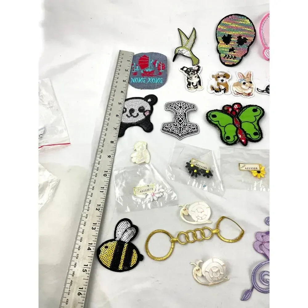 45PC Assorted Sewing Applique‎ Patches Iron on Sew On NEW Mixed Sequin Crafting